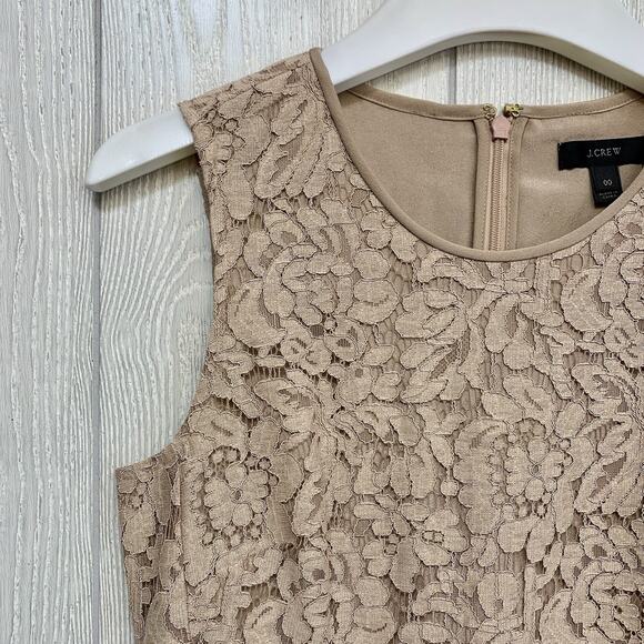 J. Crew Beige Lace Peplum Sleeveless Top 00 NWT - Picture 3 of 6